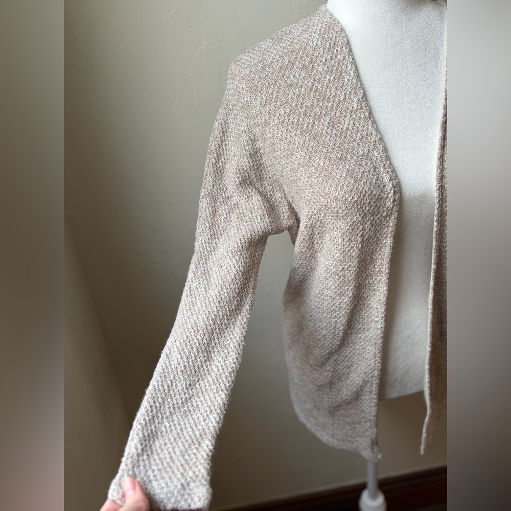 American Eagle Oatmeal Beige Marled Knit Open Front Cardigan Small - Picture 4 of 8